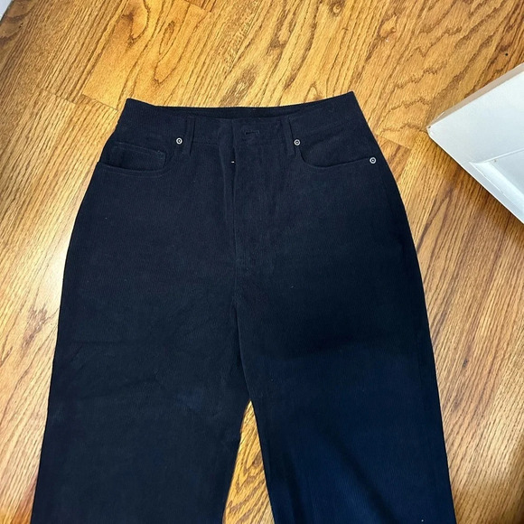 7 for All Mankind Alexa Cropped Navy Corduroy Wide Leg Pants - Picture 3 of 6